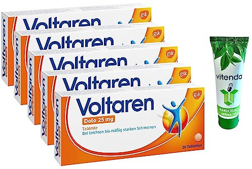 Voltaren Dolo 25 mg 5x20 Tabletten inclusiven einer Handcreme von vitenda - bei Muskel- und Rückenschmerzen