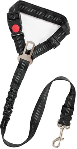 JFISHION Hundegurt fürs Auto,2-in-1 Verstellbarer Anschnallgurt Hund Auto Kopfstütze,Anschnallgurt Hund mit Reflektierenden Streifen und Elastikstreifen,Hundeautogurte für Kleine Hunde