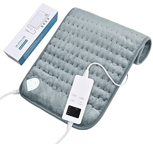 Electric Heating Pad with Automatic Shut-Off, Fast Heating Technology and Overheating Protection, 6 Temperature Levels, Safe Heating Pad with 4 Types of Timers (30 x 60 cm, Grey)