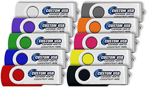ABLAZE Lot de 20 Clé USB Personnalisable 1 go 2 go 4 go 8go 16 go 32 go USB 2.0 avec Votre Logo, Texte - 10 Couleurs au Choix
