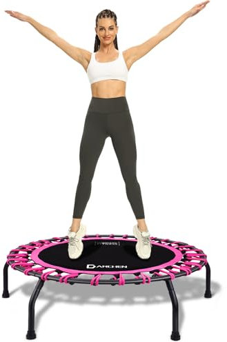 DARCHEN Mini Trampoline for Adults, Indoor Rebounder for Exercise & Workout, Upgrade Design with Bungee Cords for Safer, Quieter Bounce [100 CM]