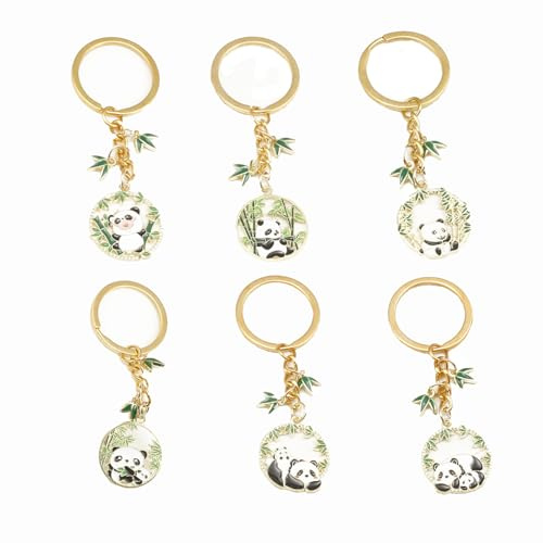 Hoshisea 6 Stück Keychain Cute, Schlüsselanhänger Bär, Panda Schlüsselanhänger, Panda Deko, Wird für Brieftaschen, Schulbags, Reisetaschen Verwendet