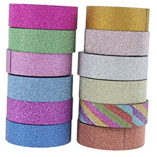 STOBOK 12 Strisce Nastro Di Carta Washi Decorativo Nastro Lucido Regalo Fai Da Te Nastri Semplici Per Cancelleria Casa e Negozi Colori Misti