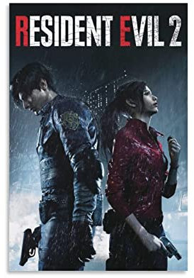 VALCLA Poster und Drucke 60 * 90cm Senza Cornice Resident Evil 2 Game Poster Canvas Wall Art Room Pictures for Bedroom Gifts Decor