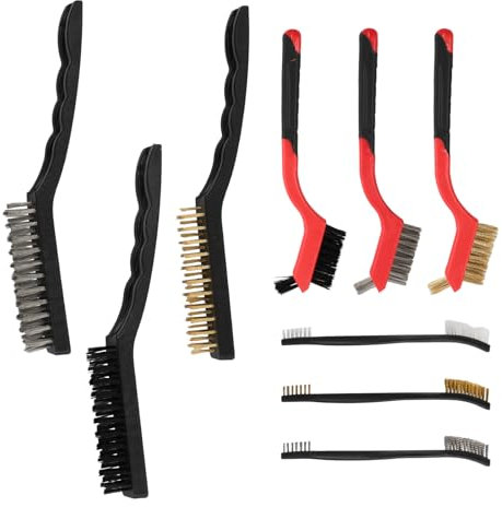 9 Piezas Cepillo Alambre Manual, Nylon Latón Acero Inoxidable Cepillo de Alambre, Cepillo para Limpiar Oxido, Cepillo de Limpieza Para Limpiar Escoria De Soldadura, la Suciedad (Sección A)