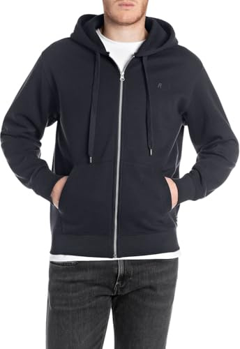 Replay Herren Zip Hoodie Kapuzenpullover Brushed Fleece - Regular Fit Baumwolle