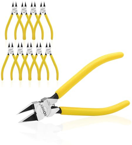 BOOSDEN Wire Cutters 10 Pack, 6 inch Wire Clippers, Dikes Side Cutter Nippers, Diagonal Cutting Pliers, Spring Loaded Flush Cut Pliers for Plastics, Crafts, Zip Tie, Floral