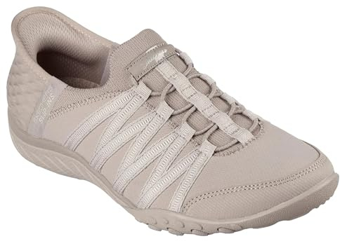 Skechers Womens Slip-On- Breathe-Easy ROLL-with-ME, Taupe, 7
