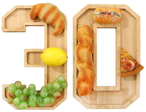 Belupai Wooden Number Charcuterie Board Box, Number Charcuterie Tray, Fillable Tray Food Dish Plates Container Box Cheese Platter for Home Party Snack Fruit Candy Cake Cookies (30)
