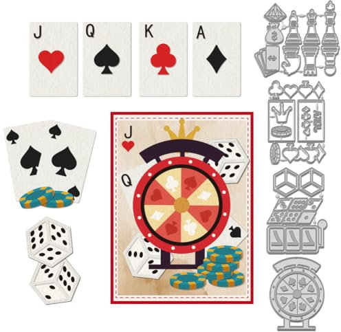 WADORN 4 Stück Pokerwürfel Schach Metall Stanzschablonen. Stanzform Aus Karbonstahl Mit Unterhaltungsthema Prägevorlage Für DIY Scrapbooking Fotoalbum Dekor Grußkartenherstellung