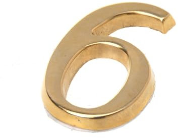 Selbstklebende Türnummern - 0-9 Hausnummer Aufkleber - Zahlen Adresse Haus - Hausadresse - 5 Zentimeter – goldene Farben (sechs)