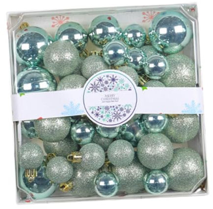 Milageto 44 Stück Weihnachtskugeln, Ornamente, Christbaumschmuck mit Loch zum Aufhängen, Weihnachtskugeln in Großpackung für Feste, Hellgrün