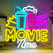 ineonlife Movie Time mit Popcorn Papierbox Neon Schild, Kino LED Neonlicht für Wanddekoration, Filmnacht Heimkino Dekoration, dimmbare USB Neonlichter für Filmraum Kino Männerhöhle Party Geburtstag