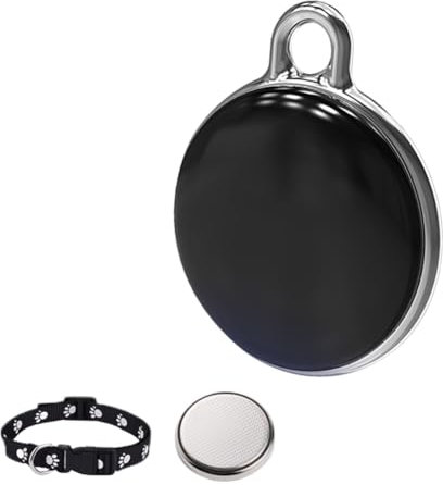 Qussedser Hundetracker, Haustiertracker, Hundetrackinghalsband, Wasserdicht, IP65, Funktioniert mit Jedem Halsband (Android und IOS Universell), Schwarz, Rund