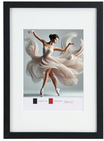 IDEAL TREND Holzbilderrahmen mit Passepartout Elegantes Design Foto Rahmen Collage Wanddeko HR-5 Poster: Farbe: Schwarz | Format: 10x15