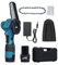 Geevorks Mini Motosierra Bateria 4 Pulgadas,18V Mini Motosierra Electrica Inalámbrica,con 2 1500 mAh,Cerradura de Seguridad,Sierra Electrica Pequeña Mano, para Cortar Ramas