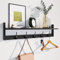 BAMEOS Wall-Mounted Shelf with Hooks - 73.5cm Entryway Hanging Shelf Featuring 5 Dual Hooks, Key Rack Wall Mount for Bathroom, Living Room, Bedroom, Kitchen Decor (Black)