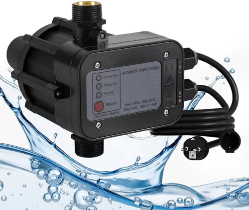 Lospitch Pumpensteuerung, Druckschalter mit Kabel 10 bar mit Baranzeige, Druckschalter überwacht den Wasserdruck - automatisches Ein- und Ausschalten, Garten Haus
