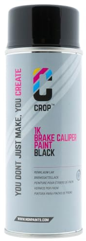 CROP Bremssattellack Schwarz Spraydose 400 ml – Hitzebeständig bis 300°C – Profi Autolack – Sprühfolie für Bremssättel – Hochglänzend – Kratzfest – Chemikalienbeständig