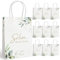 MEJOSER 10 Stück Geschenktüten Schön dass Du Da Bist 21x15x8cm Papiertüten mit Henkel Weiß Eukalyptus Geschenktasche Mitgebsel Tüten Hochzeit Geburtstag Gastgeschenke Kommunion Taufe
