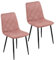 Baroni Home Lot de 2 Chaises Modernes avec Revêtement en Velours et Pieds en Fer Noir, Fauteuil pour Salon, Chambre à Coucher, Salle à Manger, Rose, 52x44x85 cm