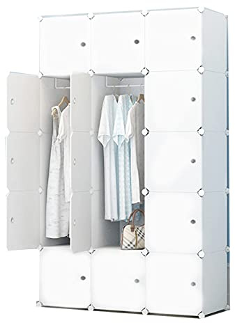 Armario colgante con armario de esquina para dormitorio/dormitorio, fácil instalación, diseño a prueba de polvo, combinación libre, sistema de armario de 20 puertas