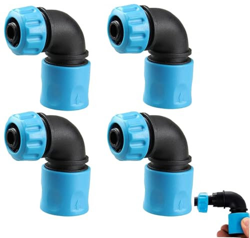4 Pièces Adaptateurs coudés à raccord rapide pour tuyau d'arrosage 12-13 mm,Connecteurs à 90 degrés,Connecteurs rapides coudés pour robinet de tuyau extérieur, irrigation d'arrosage, lavage de