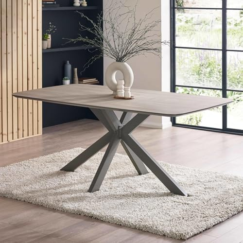 Julian Bowen Noah Taupe Rectangular Dining Table | Contemporary Kitchen Table for Dining Room, 180cm Width, Seats up to 6 People