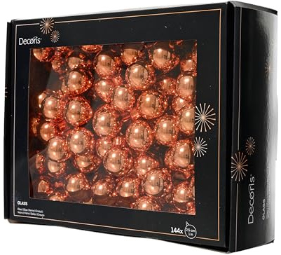 Kaemingk Weihnachtskugeln am Draht Glas 2,5cm x 144 Stück Spiegelbeeren glänzend - kleine Dekokugeln - Christbaumschmuck & Weihnachtsdeko - Warmorange