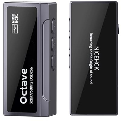 NICEHCK Octave HiFi Amplificateur DAC audio portable avec ES9039Q2M, adaptateur dongle USB compact pour IEM et casque, volume à 100 niveaux, double ampli opérationnel, micro intégré, corps en