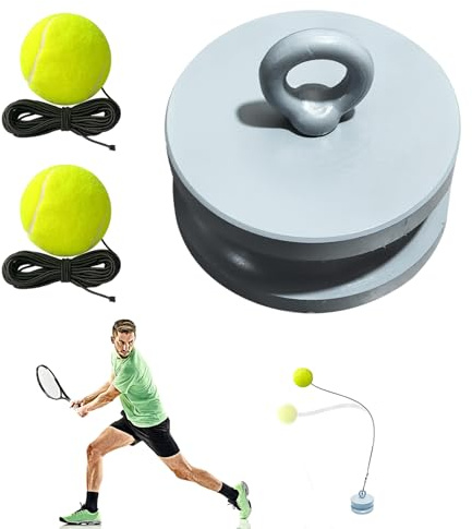 BONJUME Tennistrainer Set, Tennis Trainingsgerät für Draußen mit 1,2 kg Metallbasis und 2 Rebound Ball Solotraining Tennis Baseboard Set für Herren Damen Erwachsene Anfänger