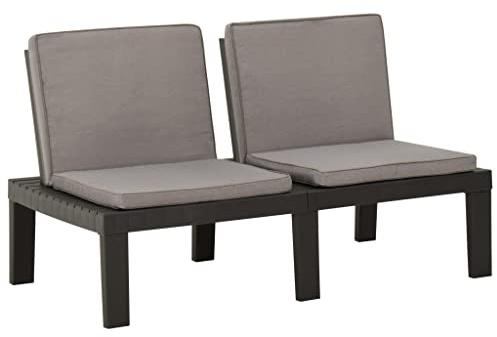 Zeehear Garten-Lounge-Bank, Kunststoff Grau, 130x65x70 cm, mit Anthrazit Polstern, wetterfest, für Terrasse & Garten