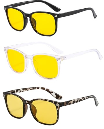 BLNC 3-tlg. Polarisierte Nachtfahrbrille, Anti-Blendung für Herren & Damen, Outdoor & Reise