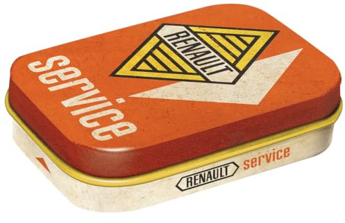 Nostalgic-Art Retro Pillendose, 4 x 6 x 1,6 cm, Renault – Service – Geschenk-Idee für Renault-Zubehör Fans, Original Lizenzprodukt (OLP), mit Pfefferminz-Dragees, Vintage Design