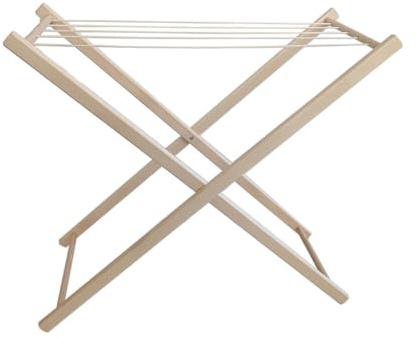 Holz-Wenzel 661 - Wäscheständer Katrinchen aus Holz, ca. 50 × 23 × 48 cm, Kinder-Wäscheständer, Rollenspiel-Zubehör für Haushaltsspiele, Naturbelassen, ab 18 Monaten