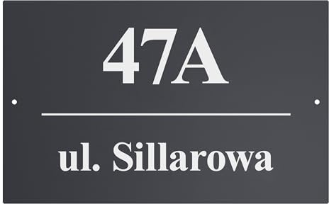 Sillar Placa para Número de Casa con Nombre de Calle Antracita | Placa para Puerta con grabado Personalizado: Nombre de calle, Nombre y Número | Resistente a los rayos UV | Tamaño: 20 cm x 32 cm