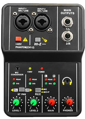 dijiusidy Console de mixage Audio légère avec entrées 5,5 mm et XLR pour Les Concerts et l'enregistrement à Domicile. Interface de mixage Audio stéréo 3, mm.