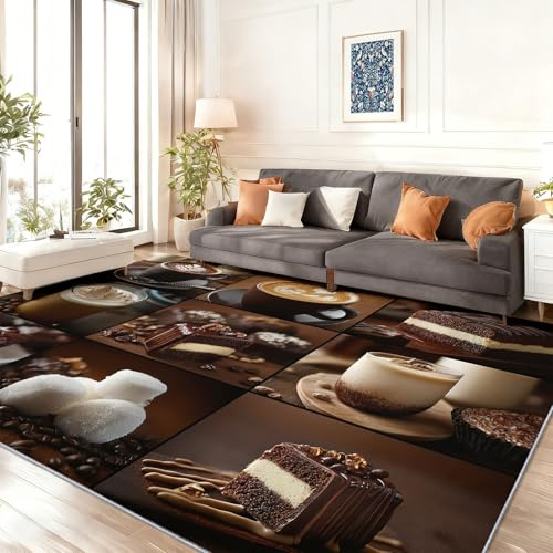 Waschbar rutschfest Teppich 90 x 150 cm Antibakteriell Antirutschunterlage Küchenteppich Fotografie Essen Kuchen Teppich Schlafzimmer Esszimmer Kinderzimmer Mehrfarbig