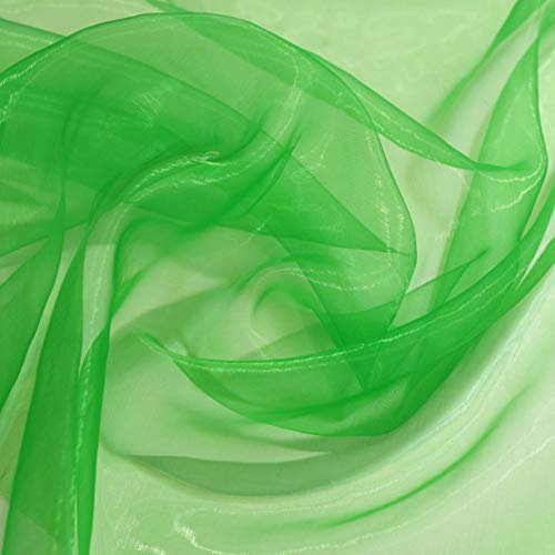 TOLKO 1m Organza Stoffe zum Nähen Meterware | Hauch Zart, Fein, Durchsichtig | zum Dekorieren Basteln 145cm breit | leichter Glanz Stoff für Gardine Vorhänge Tischdecken Deko Schals (Mai Grün)