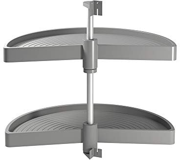 Emuca - Schwenkbeschlag mit Tablarboden für Küche Eckschrank, drehbeschlag halbkreis von Ø750mm für Eckschrank mit Breite 900mm, Grau