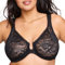Große Größen Plusgröße WonderWire-Vorderverschluss-BH mit Stretch, Spitze und Bügel Nr. 9245, Schwarz, 110G