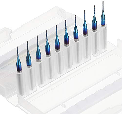 ExcLent 10Pcs 0.5-1.0Mm Blau Naco Beschichtet Pcb Bits Hartmetall Gravur Fräser Für Cnc-Werkzeug Rotary Burrs - 0,5 mm