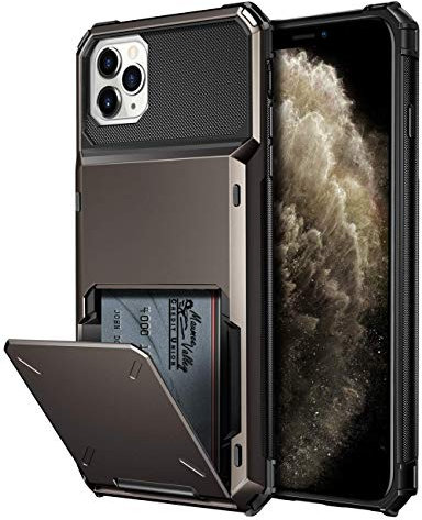 Coolden for iPhone 11 Pro Max Case Wallet 4 Card Pocket Protective Shockproof Heavy Duty Hard Back Card Holder Phone Case Cover for iPhone 11 Pro Max (Gun Metal)