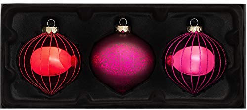 WeRChristmas Ruby Glaskugeln, Glas, Rot/Violett, 3-Piece, 3