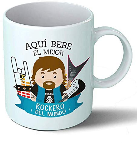 Planetacase - Taza rockero - Regalo Original - Cerámica Alta Resistencia 330 mL - Apta Microondas y Lavavajillas - Ideal Música y Músicos, Guitarrista, Ella