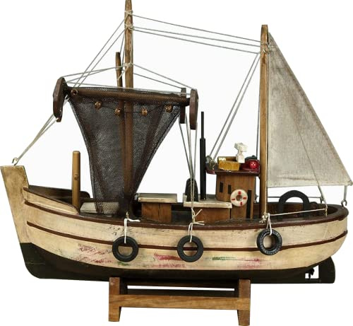 Deko Kutter im Antik Look 27 x 30 x 8cm Fertigmodell Fischkutter Maritime Deko (CG)