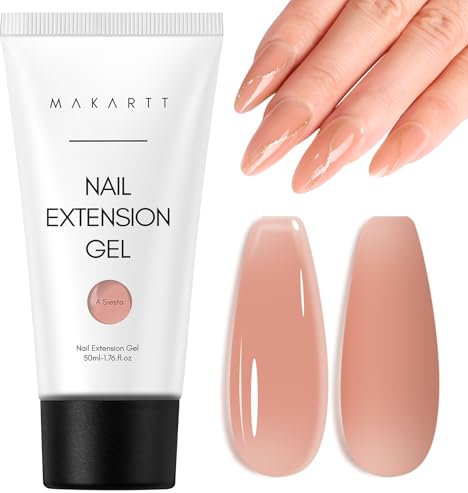 Makartt Poly Nail Gel, Long Lasting 3D Gel for Nail Art, Quick Nail Builder Extension Gel 50ML, Natural Look White Pink Clear Rosy for Technician Starter DIY Salon for Woman (A-Siesta)