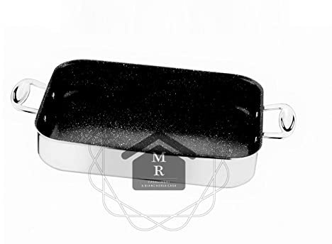MRcasalinghi ROSTIERA LASAGNERA TEGLIA Pietra Antiaderente E Acciaio Inox 18/10 Glamour