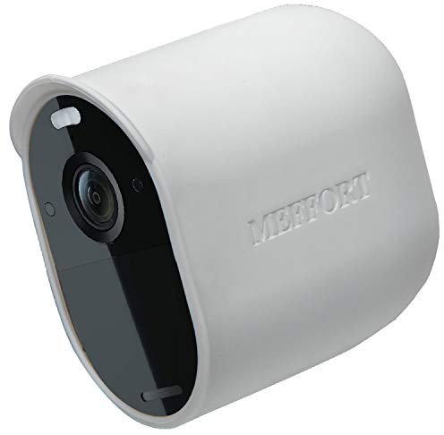 Meffort Inc Silicone Skin Case Cover with Sun Glare UV & Weather Protection Camouflage Disguise Covers Compatible with Arlo Essential Camera (1st Generation) ONLY - White (1 Pack)