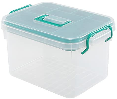 Uumitty Plastic Storage Box Bins with Lids, Pack of 6 Stackable Clear Container Box (8 Litres), T